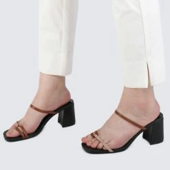 Milliot & Co Alene Open Toe Heels (Black)