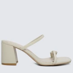 Milliot & Co Alene Open Toe Heels (White)