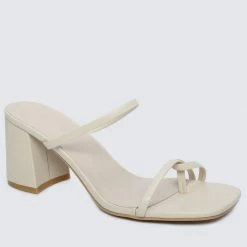Milliot & Co Alene Open Toe Heels (White)