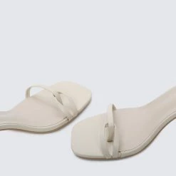 Milliot & Co Alene Open Toe Heels (White)