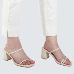 Milliot & Co Alene Open Toe Heels (White)