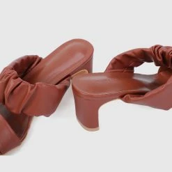 Milliot & Co Shoes Charmian Open Toe Heels (Caramel)