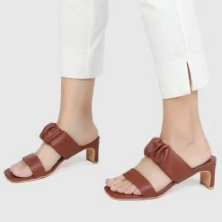 Milliot & Co Shoes Charmian Open Toe Heels (Caramel)