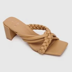 Milliotandco Shoes Disney Rapunzel Best Day Ever Braided Strap Heels Open Toe Heels (Brown)