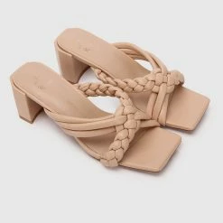 Milliotandco Disney Rapunzel Best Day Ever Braided Strap Heels Open Toe Heels (Nude)