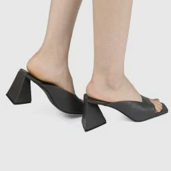 Milliotandco Nurita Harith Hanne Open Toe Heels (Charcoal)