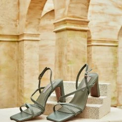Milliot & Co Nurita Harith Harley Open Toe Heels (Sea Green) Shoes