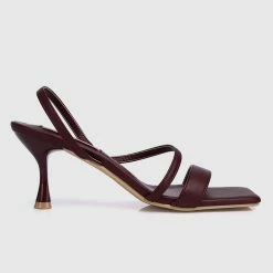 Milliotandco Nurita Harith Havana Open Toe Heels (Maroon)