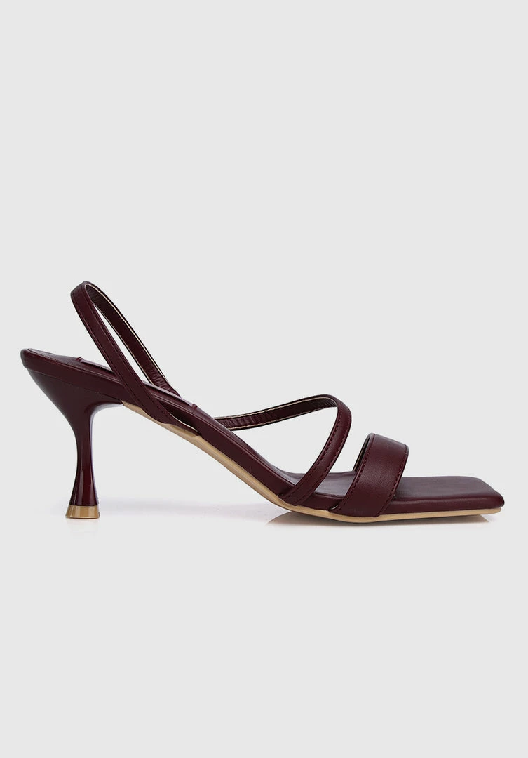 Milliotandco Nurita Harith Havana Open Toe Heels (Maroon)