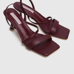 Milliotandco Nurita Harith Havana Open Toe Heels (Maroon)