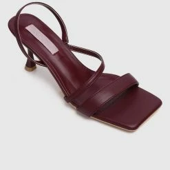 Milliotandco Nurita Harith Havana Open Toe Heels (Maroon)