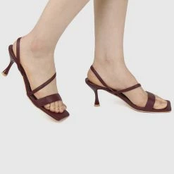 Milliotandco Nurita Harith Havana Open Toe Heels (Maroon)