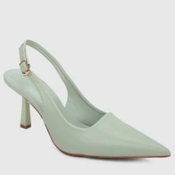 Milliotandco Spotlight Pointed Toe Heels (Light Green)