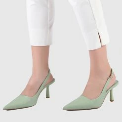 Milliotandco Spotlight Pointed Toe Heels (Light Green)
