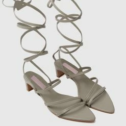 Milliot & Co Nurita Harith Hazel Pointed Toe Heels (Dark Olive Green) Shoes