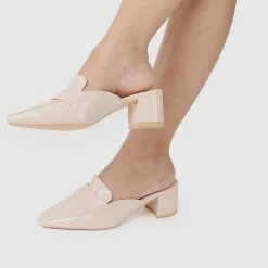 Milliotandco Birthday Party Pointed Toe Heel Loafers (Nude) Shoes