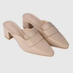 Milliotandco Birthday Party Pointed Toe Heel Loafers (Nude) Shoes