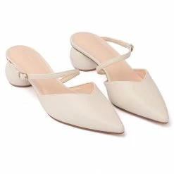 Milliotandco Shoes Ever After Pointed Toe Slip On Heels (Beige)