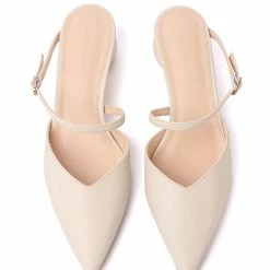 Milliotandco Shoes Ever After Pointed Toe Slip On Heels (Beige)