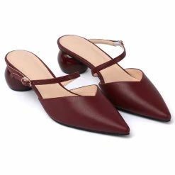 Milliotandco Ever After Pointed Toe Slip On Heels (Maroon)