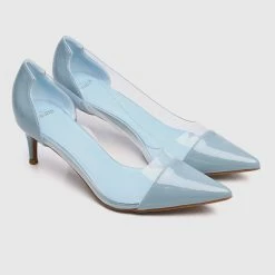Milliotandco Disney Frozen Springtime Sparkles Transparent Heels Pointed Toe Heels(Steel Blue) Shoes
