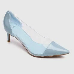 Milliotandco Disney Frozen Springtime Sparkles Transparent Heels Pointed Toe Heels(Steel Blue) Shoes