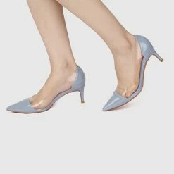 Milliotandco Disney Frozen Springtime Sparkles Transparent Heels Pointed Toe Heels(Steel Blue) Shoes