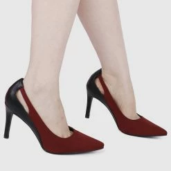 Milliotandco Confident Pointed Toe Heels (Dark Red)