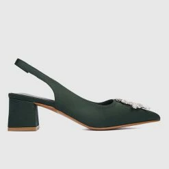 Milliotandco Dazzling Pointed Toe Heels (Dark Green)