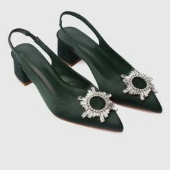 Milliotandco Dazzling Pointed Toe Heels (Dark Green)