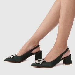 Milliotandco Dazzling Pointed Toe Heels (Dark Green)