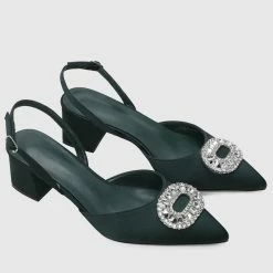 Milliotandco Drusilla Pointed Toe Heels (Dark Green)