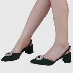 Milliotandco Drusilla Pointed Toe Heels (Dark Green)