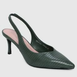 Milliotandco Faye Pointed Toe Heels (Dark Olive Green)