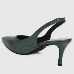 Milliotandco Faye Pointed Toe Heels (Dark Olive Green)