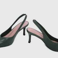 Milliotandco Faye Pointed Toe Heels (Dark Olive Green)