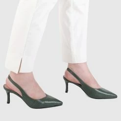 Milliotandco Faye Pointed Toe Heels (Dark Olive Green)