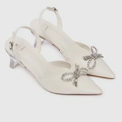 Milliotandco Disney Cinderella The Glass Slipper Transparent Slingback Pointed Toe Heels (White)