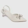 Milliotandco Disney Cinderella The Glass Slipper Transparent Slingback Pointed Toe Heels (White)