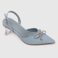 Milliotandco Disney Cinderella The Glass Slipper Transparent Slingback Pointed Toe Heels (Light Blue) Shoes