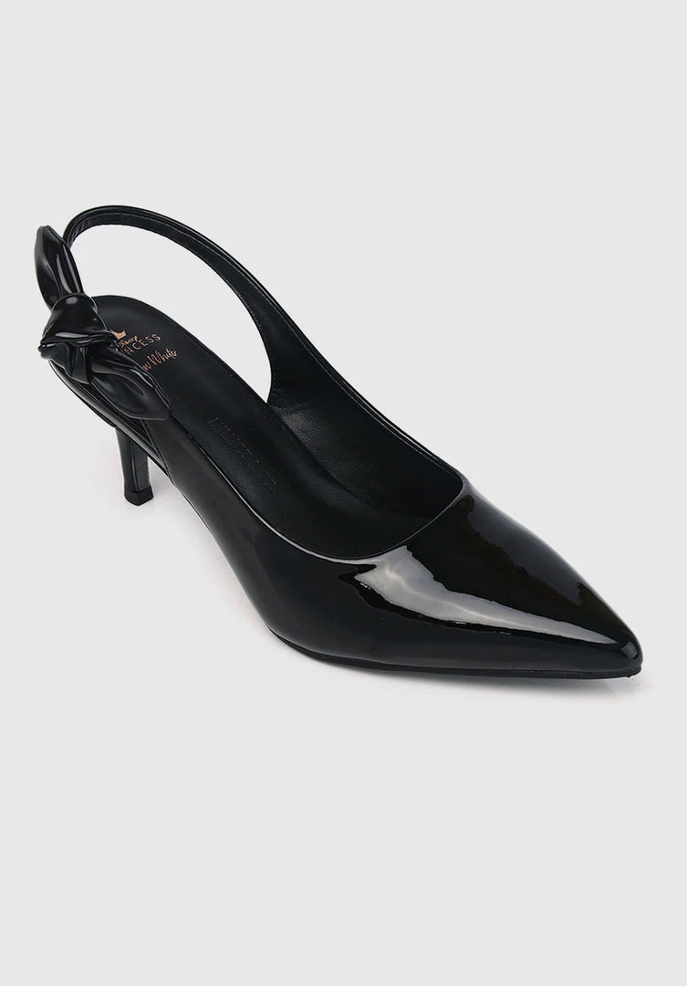 Milliotandco Shoes Disney Snow White Just One Bite Pointed Toe Slingback Pointed Toe Heels (Black)