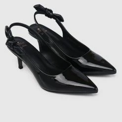 Milliotandco Shoes Disney Snow White Just One Bite Pointed Toe Slingback Pointed Toe Heels (Black)