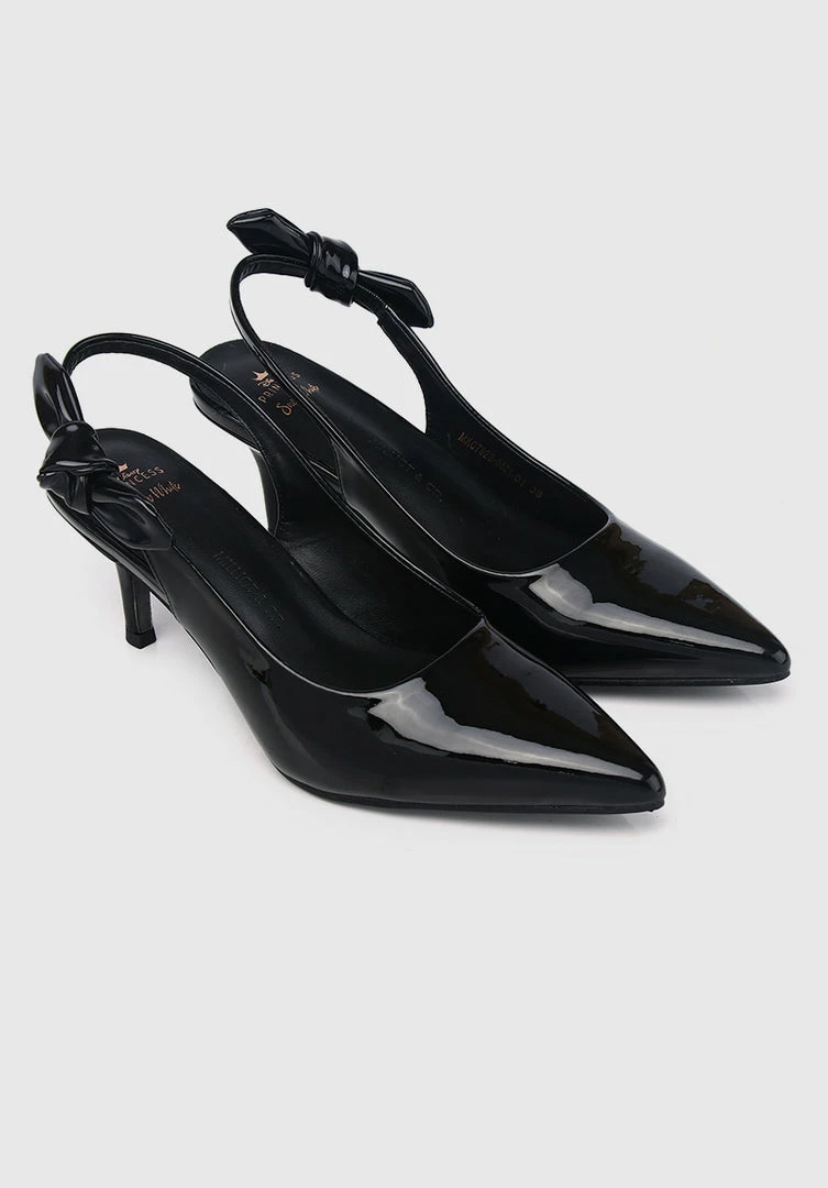 Milliotandco Shoes Disney Snow White Just One Bite Pointed Toe Slingback Pointed Toe Heels (Black)