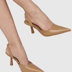 Milliot & Co Shoes Nurita Harith Hadid Pointed Toe Heels (Tan)