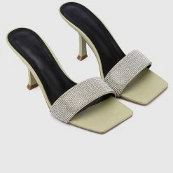 Milliotandco Sparkle Square Toe Heels (Green) Shoes