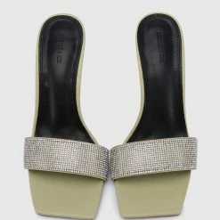 Milliotandco Sparkle Square Toe Heels (Green) Shoes