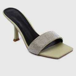 Milliotandco Sparkle Square Toe Heels (Green) Shoes