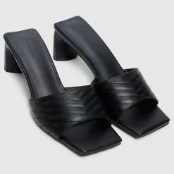 Milliotandco Classy Quilted Slide Heels (Black)