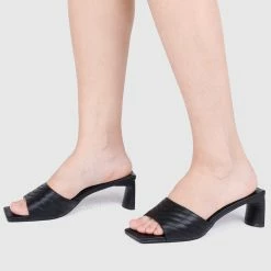 Milliotandco Classy Quilted Slide Heels (Black)