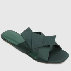 Milliotandco Joetta Criss Cross Flat Sandals (Green) Shoes